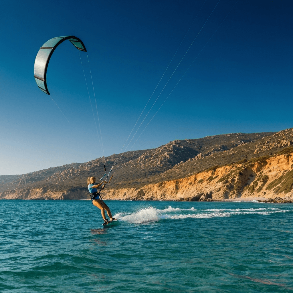 Sardinia kitesurfing spot aerial view luxury catamaran kitesurfing kite safari