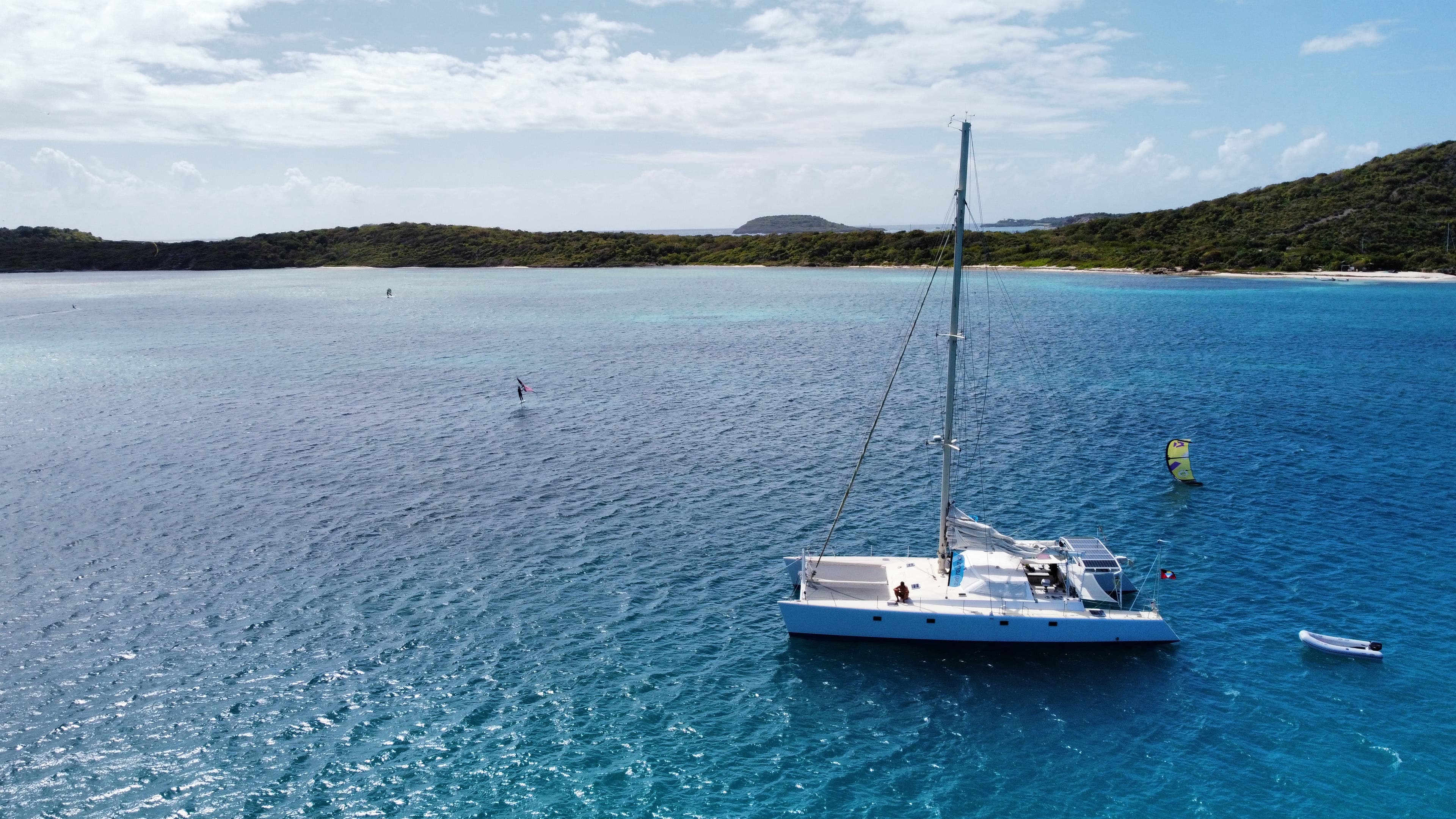 Secluded kiteboarding lagoon at Codrington Lagoon