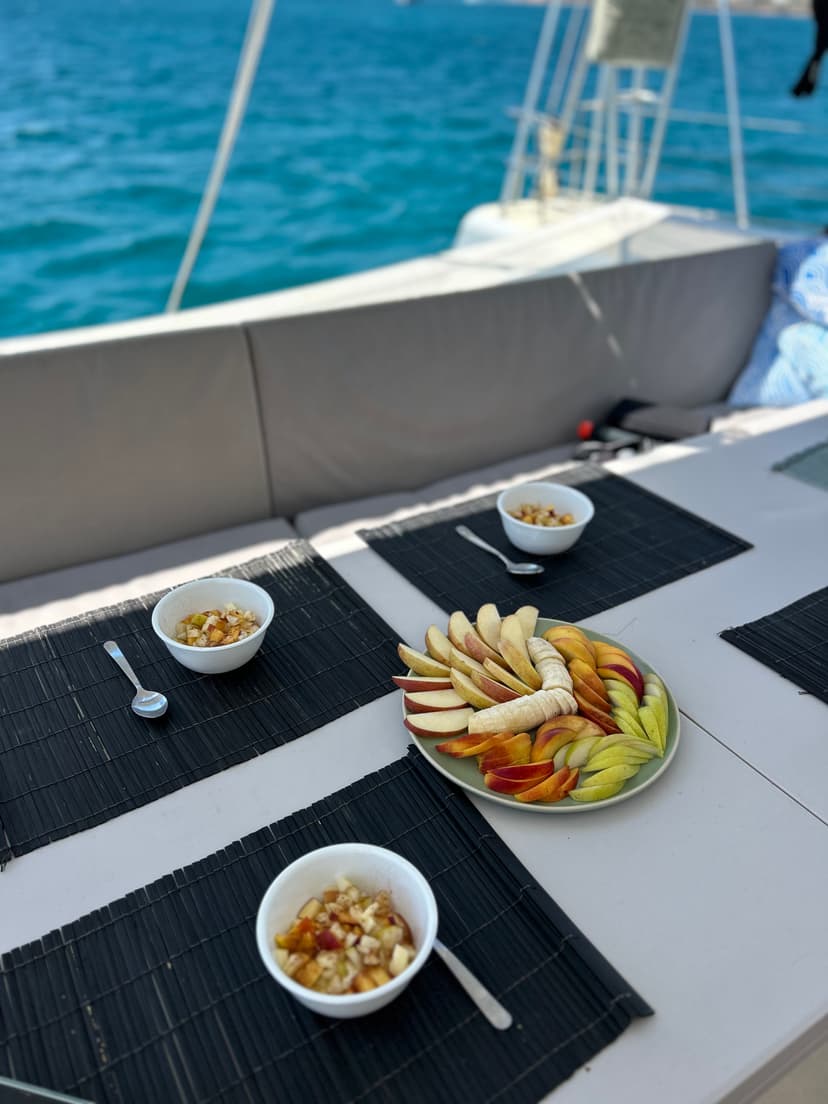 Luxury catamaran interior kite safari accommodation gourmet dining
