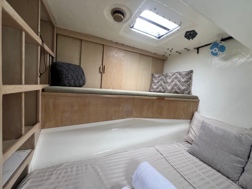 Luxury catamaran interior kite safari accommodation guest cabin